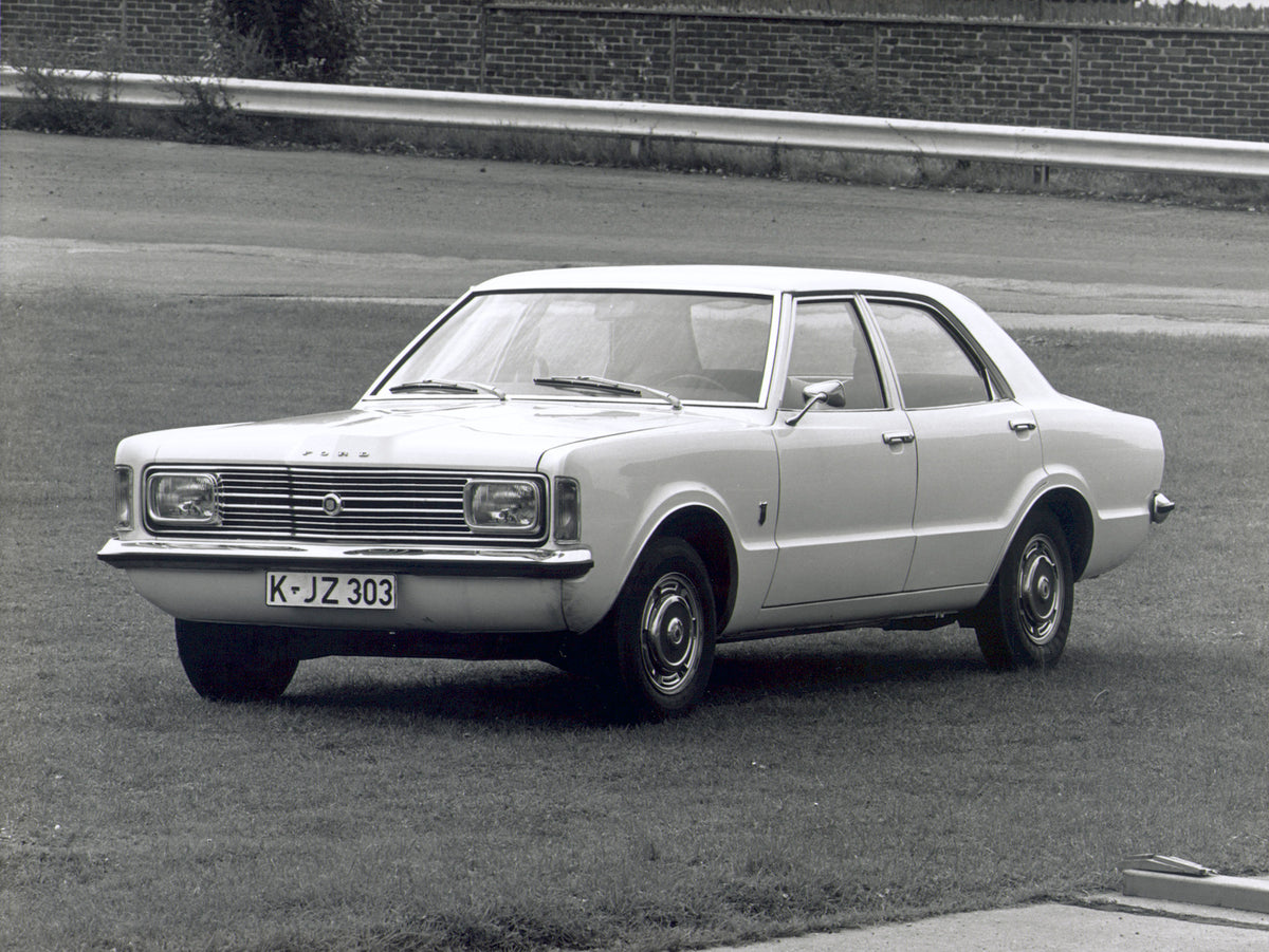 This archival image documents the 1970 Ford Taunus XL TC with brick wall and is preserved in the Ford Heritage Vault as part of Ford Motor Company's historic photographic archive. Free for personal, non-commercial use. Ford Heritage Vault referenc...