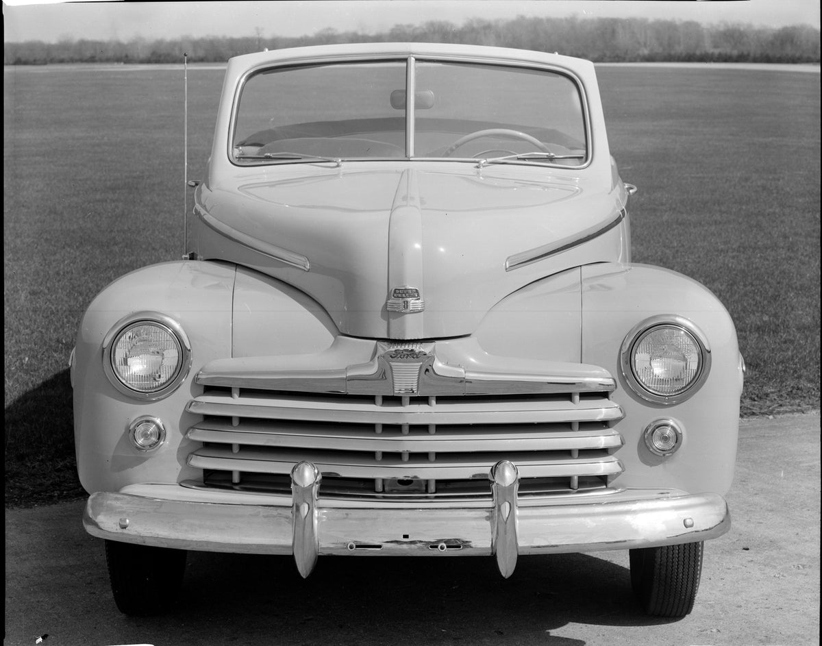 This archival image documents the 1947 Ford Super Deluxe convertible and is preserved in the Ford Heritage Vault as part of Ford Motor Company's historic photographic archive. Free for personal, non-commercial use. Ford Heritage Vault reference AR...