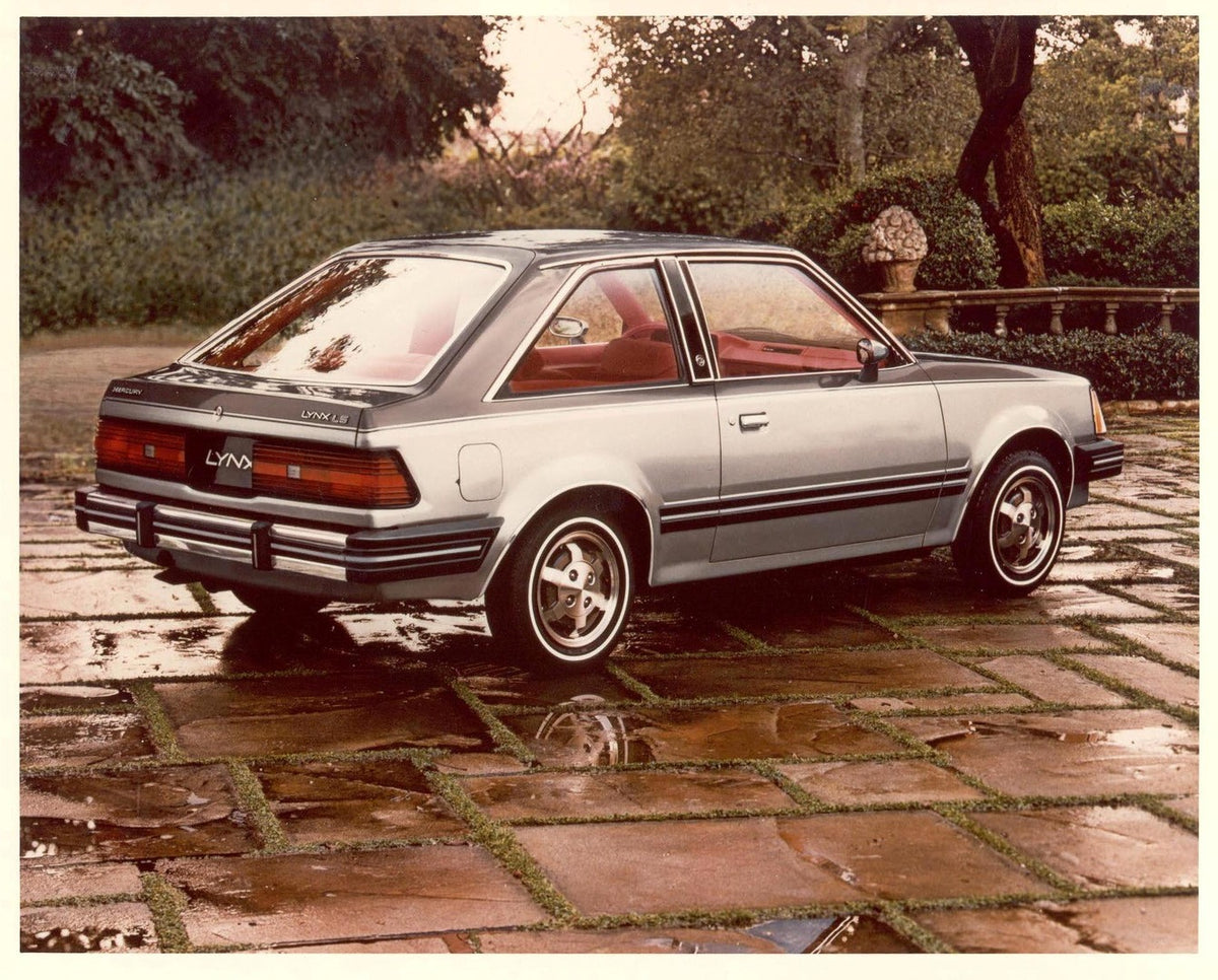 This archival image documents the 1981 Mercury Lynx LS hatchback rear view scenic and is preserved in the Ford Heritage Vault as part of Ford Motor Company's historic photographic archive. Free for personal, non-commercial use. Ford Heritage Vault...
