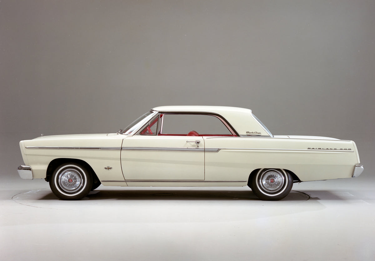 This archival image documents the 1965 Ford Fairlane 500 and is preserved in the Ford Heritage Vault as part of Ford Motor Company's historic photographic archive. Free for personal, non-commercial use. Ford Heritage Vault reference AR-2008-8.1.4....
