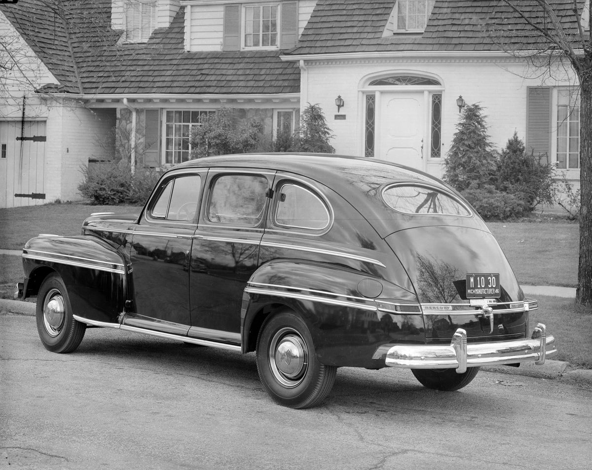 This archival image documents the 1946 Mercury Four-Door and is preserved in the Ford Heritage Vault as part of Ford Motor Company's historic photographic archive. Free for personal, non-commercial use. Ford Heritage Vault reference AR-2008-8.1.12...
