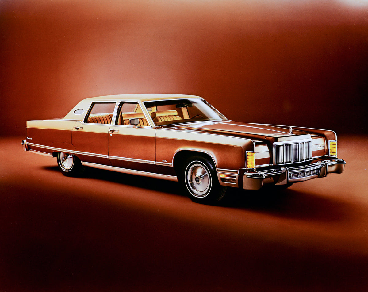 This archival image documents the 1976 Lincoln Continental Town Car four-door and is preserved in the Ford Heritage Vault as part of Ford Motor Company's historic photographic archive. Free for personal, non-commercial use. Ford Heritage Vault ref...