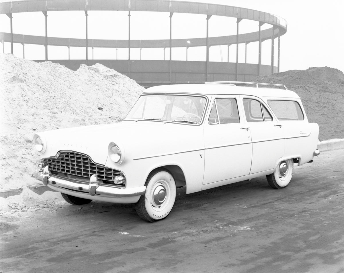 This archival image documents the 1956 Ford Zephyr MK II estate car conversion and is preserved in the Ford Heritage Vault as part of Ford Motor Company's historic photographic archive. Free for personal, non-commercial use. Ford Heritage Vault re...