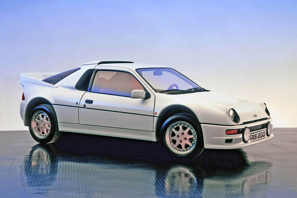 This archival image documents the 1985 Ford RS200 front side view in studio and is preserved in the Ford Heritage Vault as part of Ford Motor Company's historic photographic archive. Free for personal, non-commercial use. Ford Heritage Vault refer...