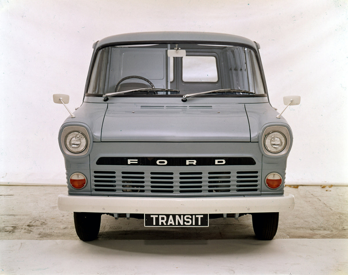 This archival image documents the 1967 Ford Transit Mark I 17 Counterweight LCX Van in studio front view and is preserved in the Ford Heritage Vault as part of Ford Motor Company's historic photographic archive. Free for personal, non-commercial u...