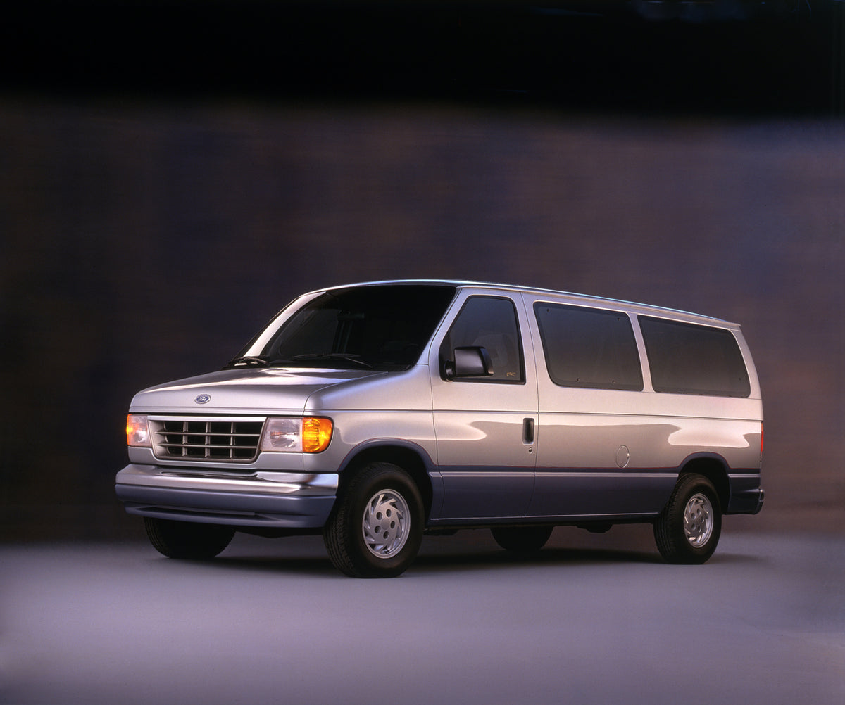 This archival image documents the 1992 Ford Econoline Club Wagon silver in studio and is preserved in the Ford Heritage Vault as part of Ford Motor Company's historic photographic archive. Free for personal, non-commercial use. Ford Heritage Vault...