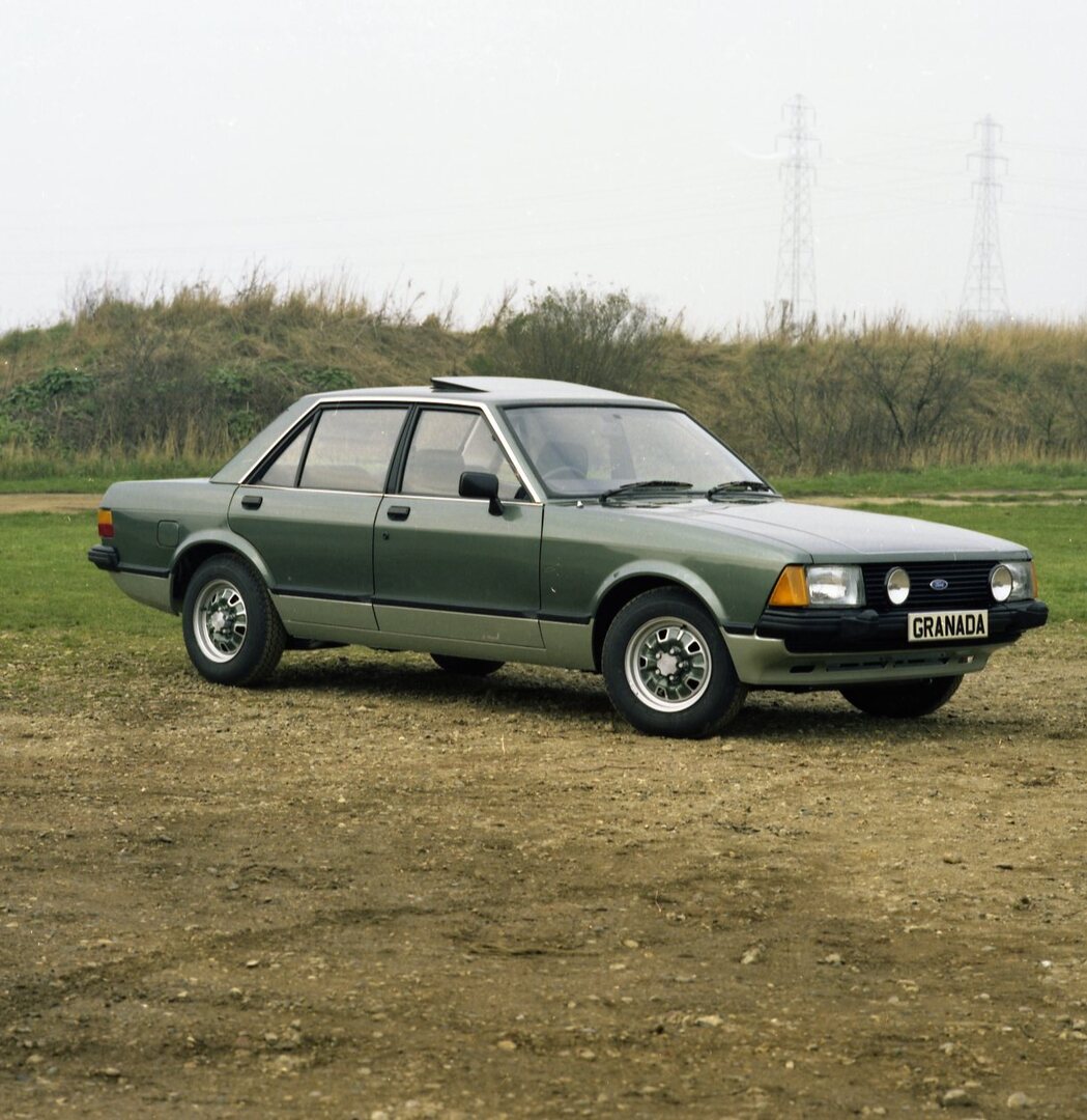 This archival image documents the 1981 Ford Granada Topaz in scenic field and is preserved in the Ford Heritage Vault as part of Ford Motor Company's historic photographic archive. Free for personal, non-commercial use. Ford Heritage Vault referen...