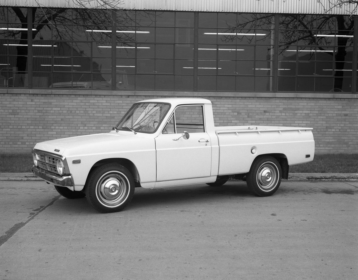 This archival image documents the 1972 Ford Courier pickup truck and is preserved in the Ford Heritage Vault as part of Ford Motor Company's historic photographic archive. Free for personal, non-commercial use. Ford Heritage Vault reference AR-200...