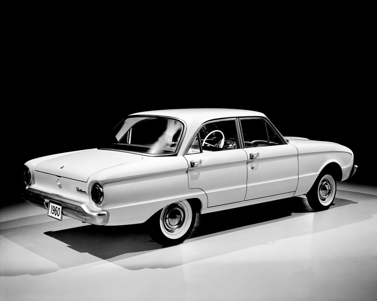 This archival image documents the 1960 Ford Falcon Fordor Sedan and is preserved in the Ford Heritage Vault as part of Ford Motor Company's historic photographic archive. Free for personal, non-commercial use. Ford Heritage Vault reference AR-2008...