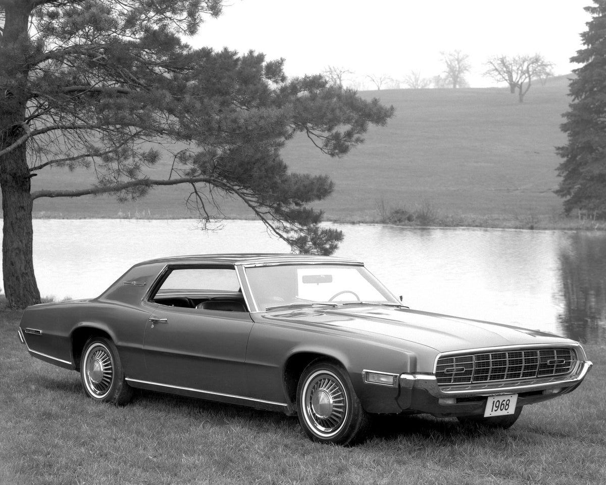 This archival image documents the 1968 Ford Thunderbird two-door hardtop scenic and is preserved in the Ford Heritage Vault as part of Ford Motor Company's historic photographic archive. Free for personal, non-commercial use. Ford Heritage Vault r...