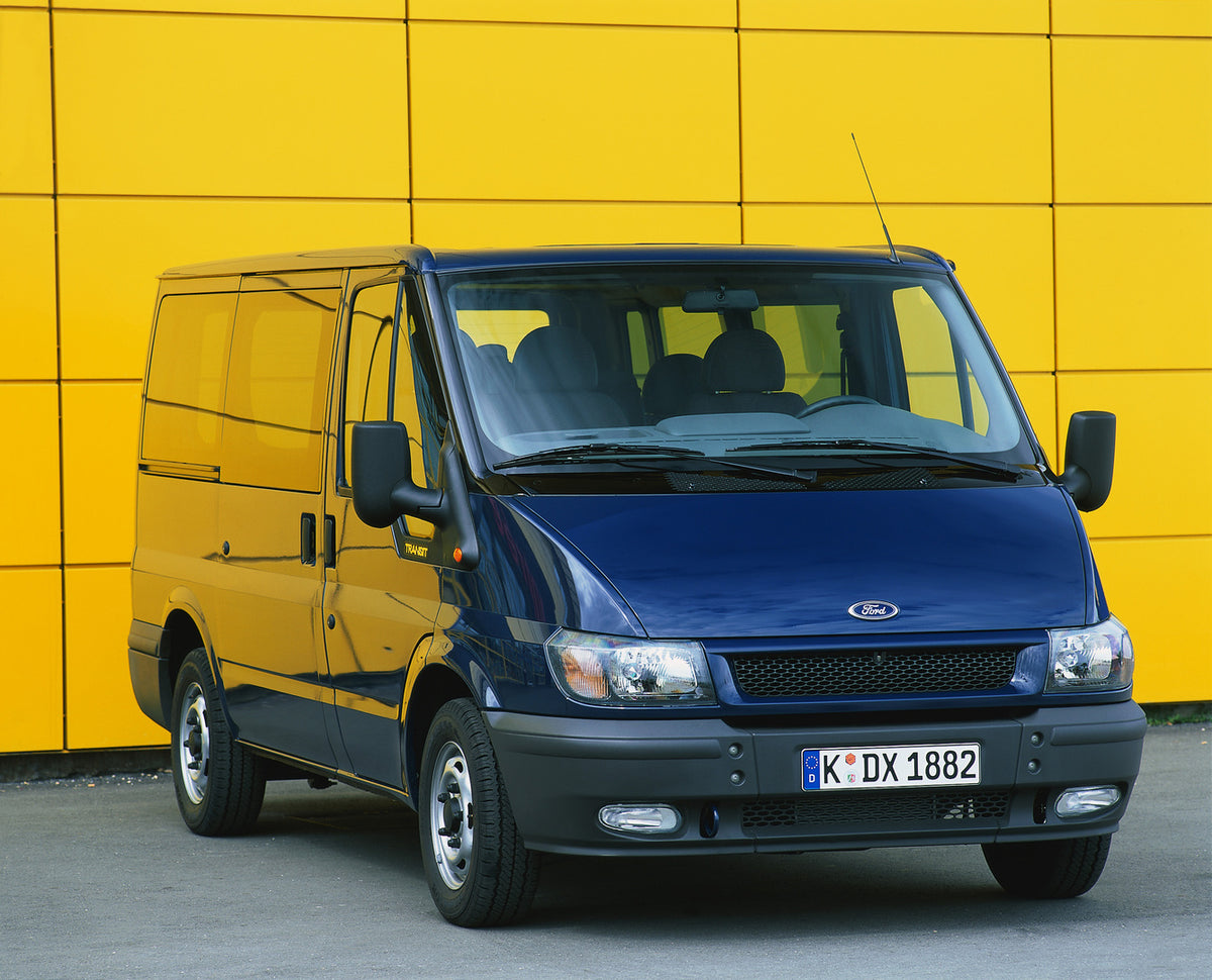 This archival image documents the 2000 Ford Transit Mark VI FWD front view in front of scenic yellow wall and is preserved in the Ford Heritage Vault as part of Ford Motor Company's historic photographic archive. Free for personal, non-commercial ...