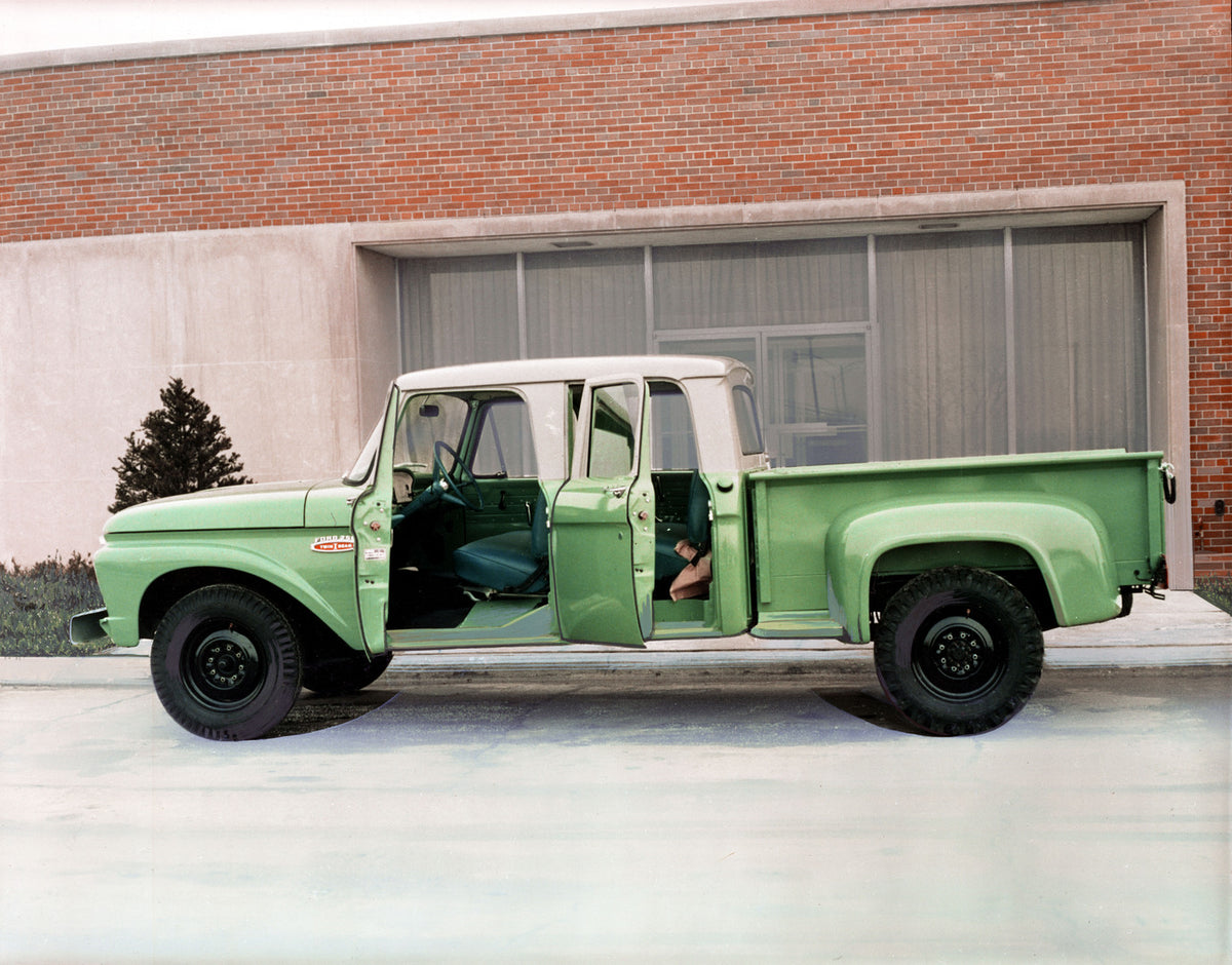 This archival image documents the 1965 Ford F-250 Crew Cab truck and is preserved in the Ford Heritage Vault as part of Ford Motor Company's historic photographic archive. Free for personal, non-commercial use. Ford Heritage Vault reference AR-200...