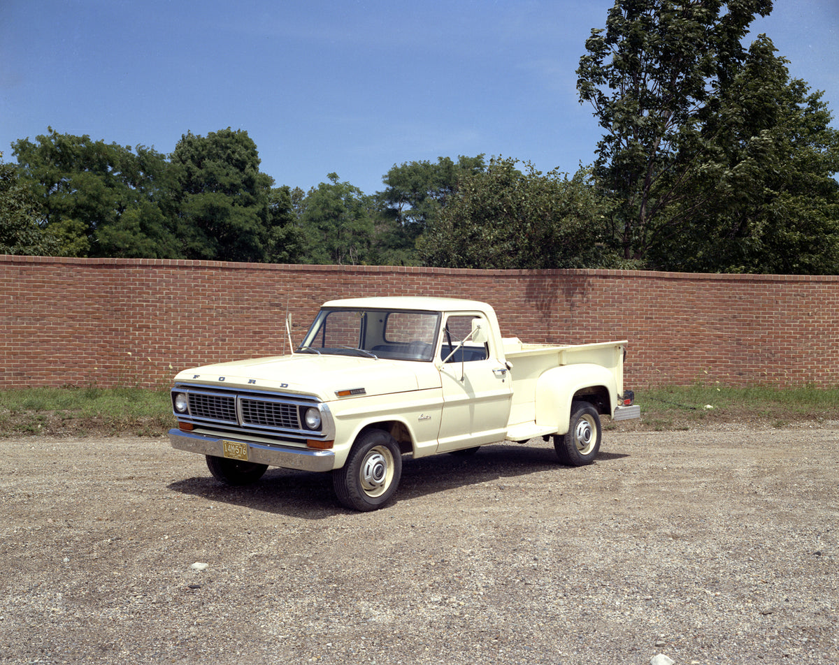 This archival image documents the 1970 Ford F-250 Custom flairside pickup and is preserved in the Ford Heritage Vault as part of Ford Motor Company's historic photographic archive. Free for personal, non-commercial use. Ford Heritage Vault referen...