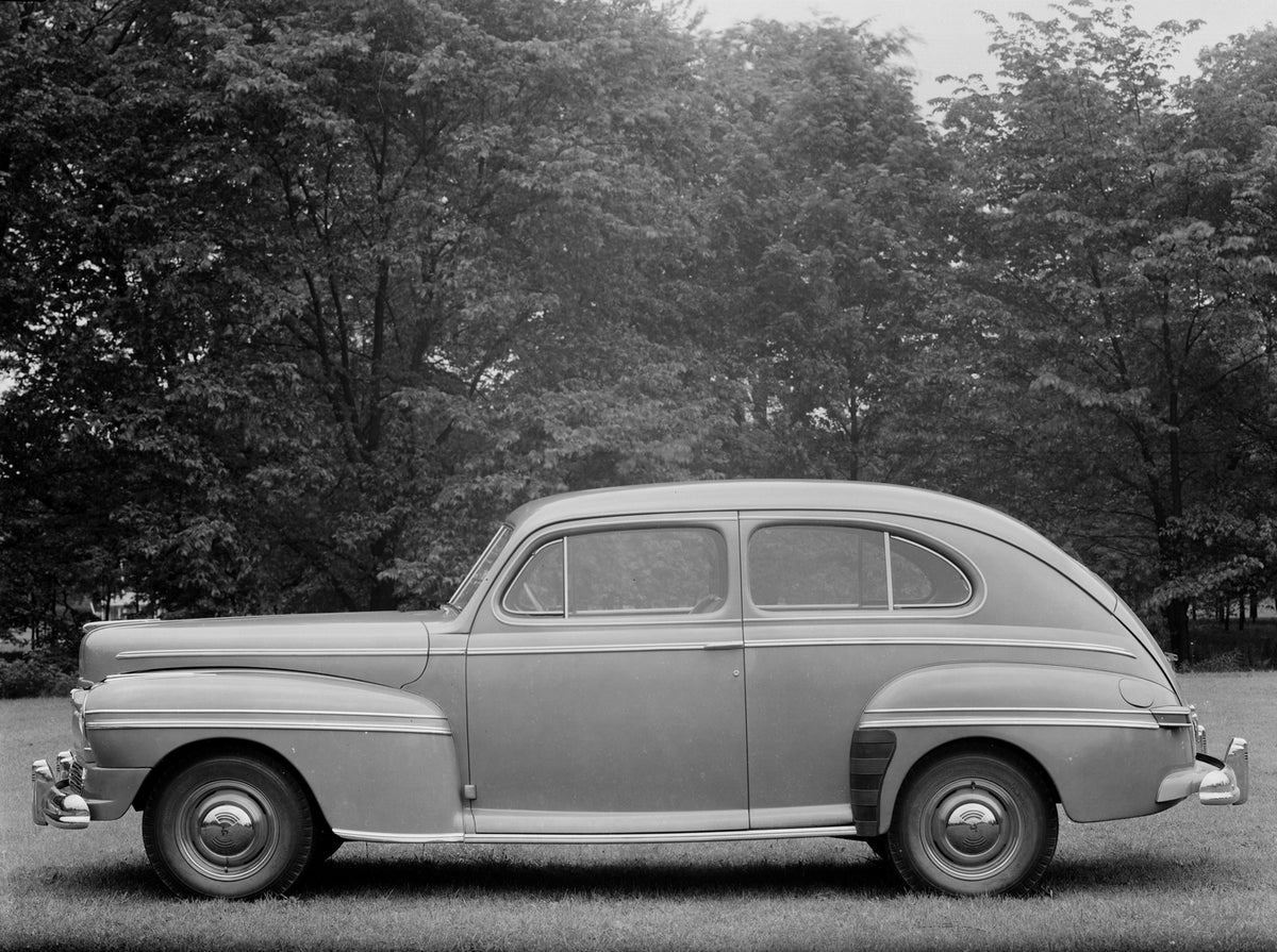 This archival image documents the 1946 Mercury Two-Door Sedan and is preserved in the Ford Heritage Vault as part of Ford Motor Company's historic photographic archive. Free for personal, non-commercial use. Ford Heritage Vault reference AR-2008-8...