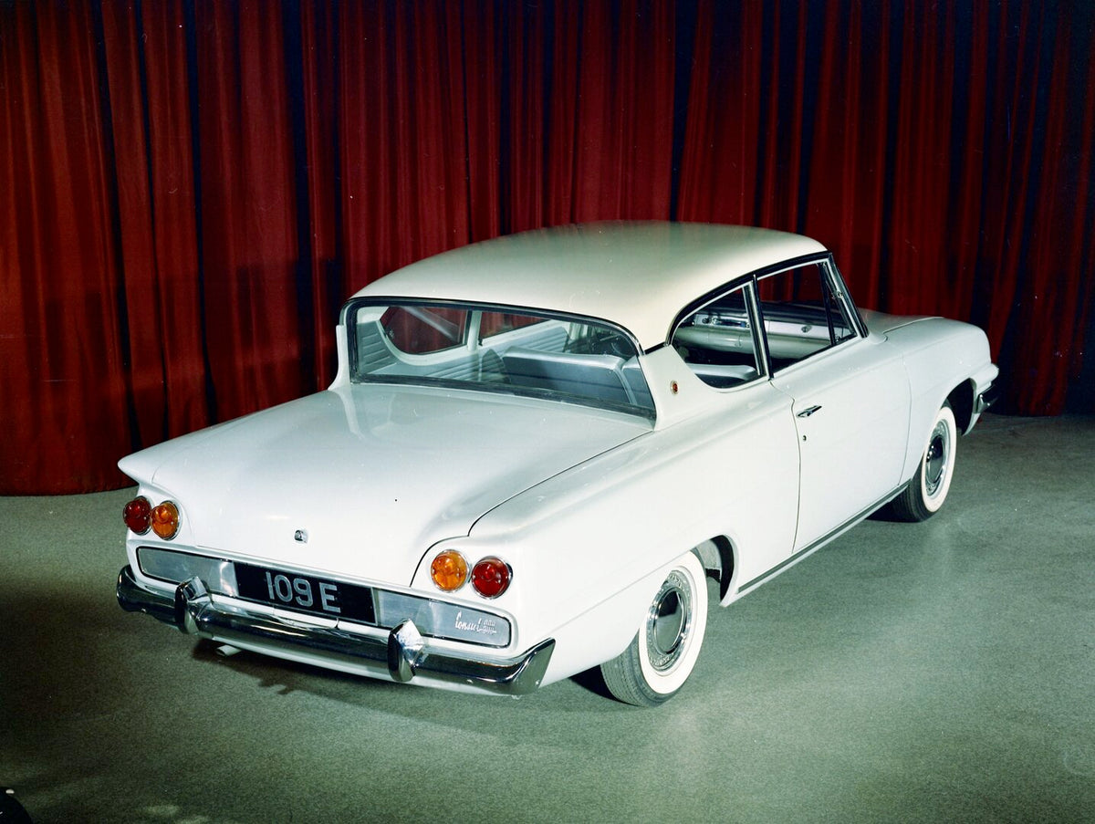 This archival image documents the 1960 Consul Classic 600 109E aerial rear view in studio and is preserved in the Ford Heritage Vault as part of Ford Motor Company's historic photographic archive. Free for personal, non-commercial use. Ford Herita...