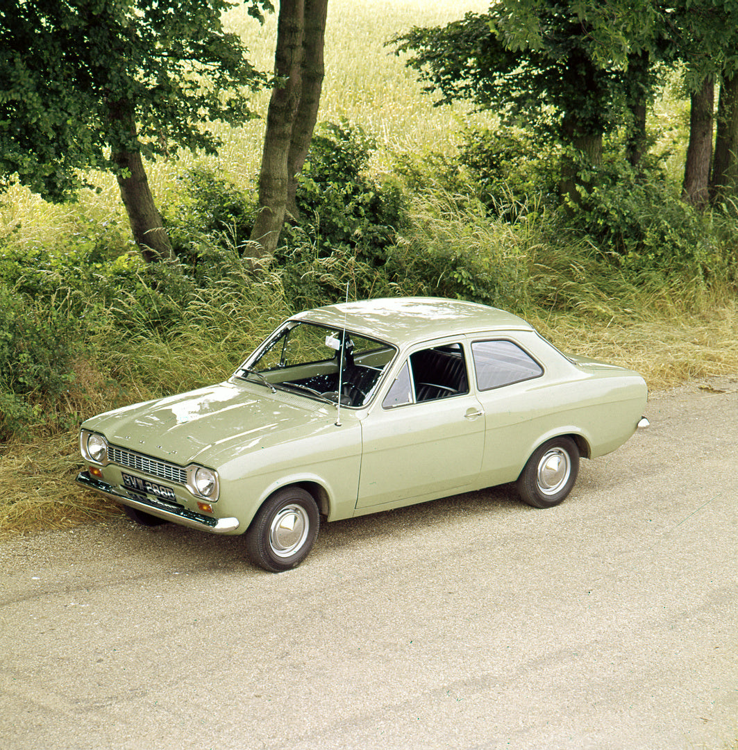 This archival image documents the 1967 Ford Escort Mark I on scenic road with trees at Boreham and is preserved in the Ford Heritage Vault as part of Ford Motor Company's historic photographic archive. Free for personal, non-commercial use. Ford H...