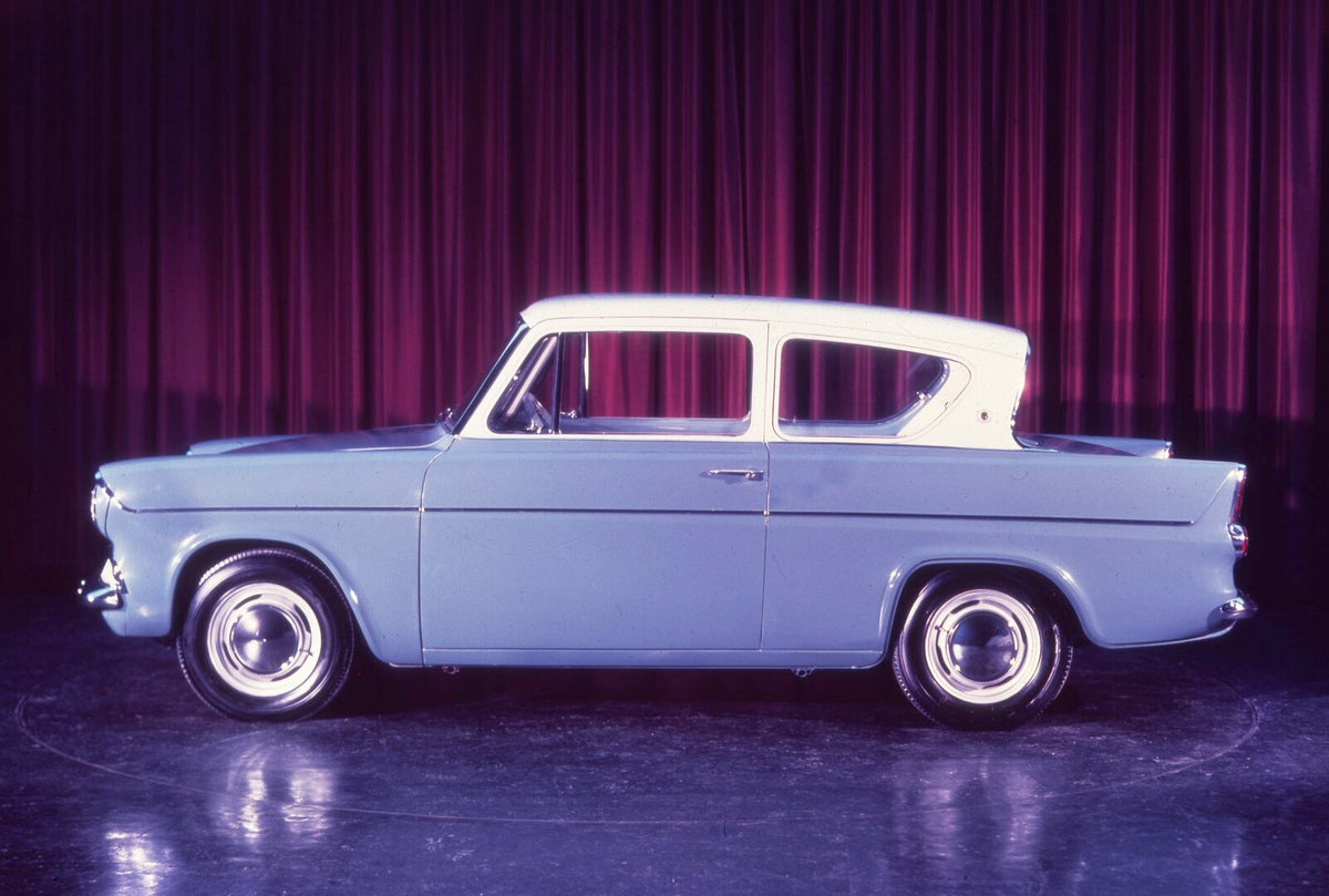 This archival image documents the 1966 Ford Anglia Deluxe side view in studio and is preserved in the Ford Heritage Vault as part of Ford Motor Company's historic photographic archive. Free for personal, non-commercial use. Ford Heritage Vault ref...