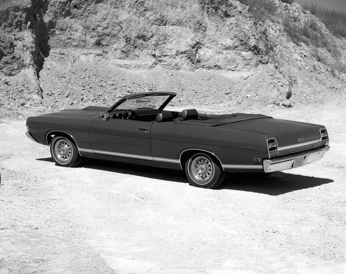 This archival image documents the 1969 Ford Torino GT convertible and is preserved in the Ford Heritage Vault as part of Ford Motor Company's historic photographic archive. Free for personal, non-commercial use. Ford Heritage Vault reference AR-20...