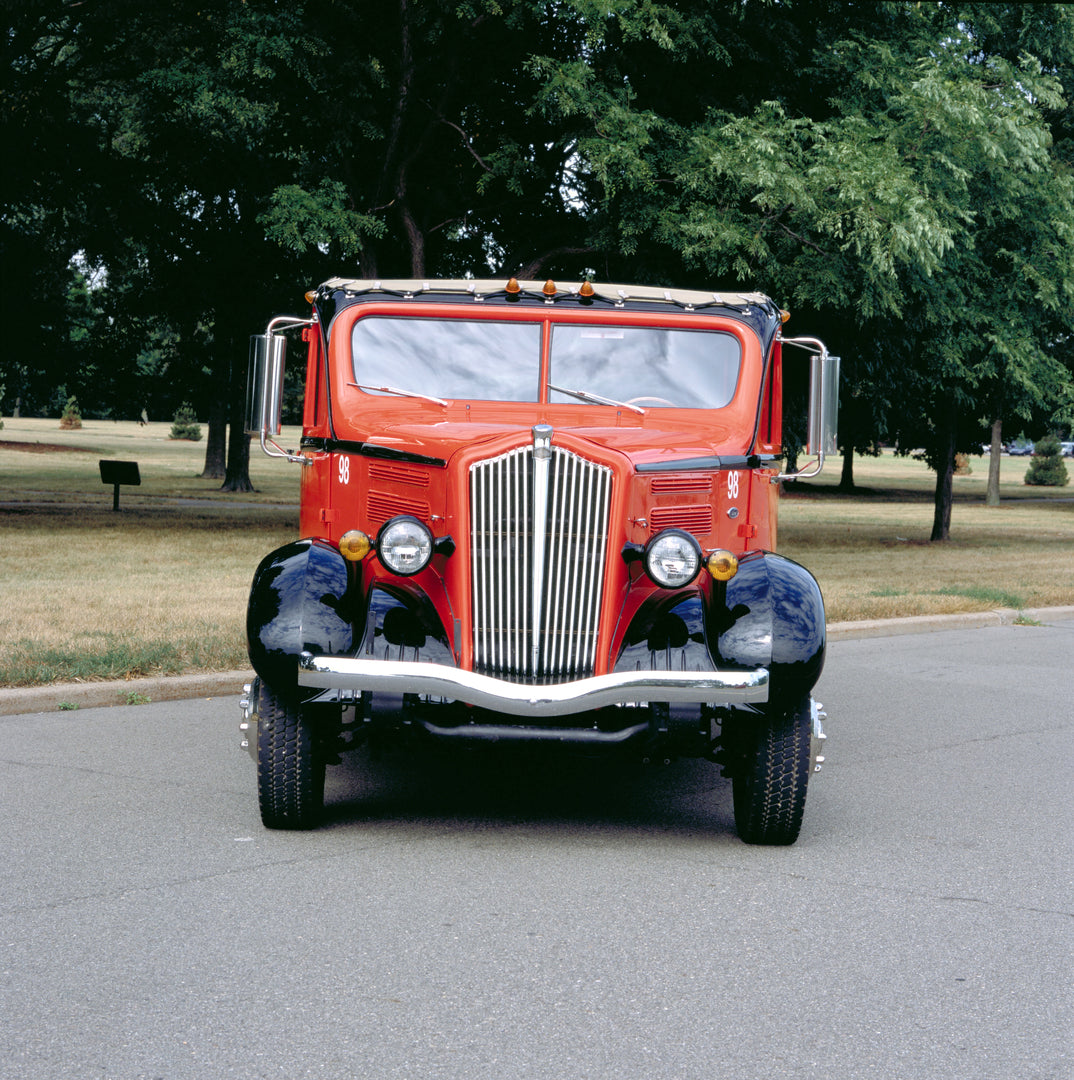 This archival image documents the 1936-1939 Glacier Park Red Bus and is preserved in the Ford Heritage Vault as part of Ford Motor Company's historic photographic archive. Free for personal, non-commercial use. Ford Heritage Vault reference AR-200...