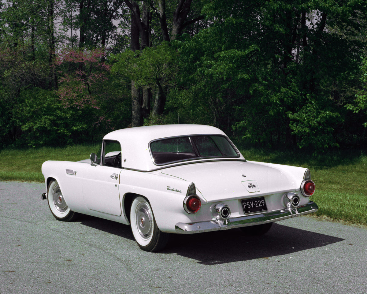 This archival image documents the 1955 Ford Thunderbird scenic and is preserved in the Ford Heritage Vault as part of Ford Motor Company's historic photographic archive. Free for personal, non-commercial use. Ford Heritage Vault reference AR-2008-...