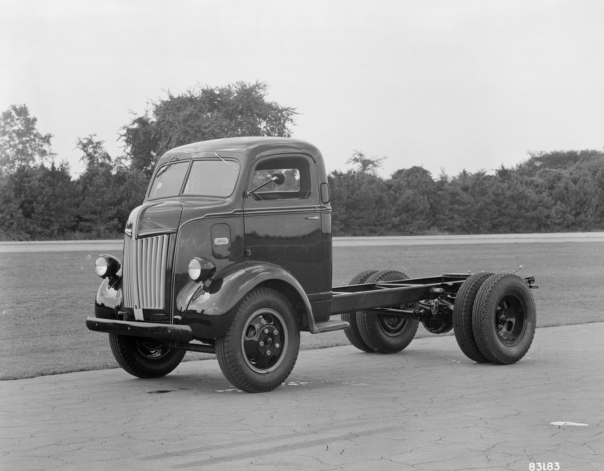 This archival image documents the 1946 Ford Cab Over Engine one and half ton truck and is preserved in the Ford Heritage Vault as part of Ford Motor Company's historic photographic archive. Free for personal, non-commercial use. Ford Heritage Vaul...