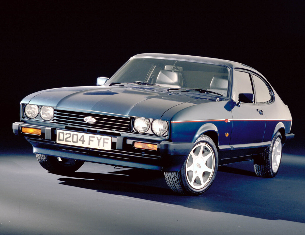This archival image documents the 1987 Ford Capri Mark III front view in studio and is preserved in the Ford Heritage Vault as part of Ford Motor Company's historic photographic archive. Free for personal, non-commercial use. Ford Heritage Vault r...