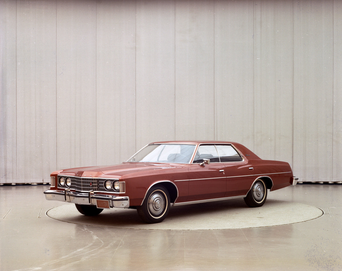 This archival image documents the 1974 Ford Galaxie 500 four-door hardtop and is preserved in the Ford Heritage Vault as part of Ford Motor Company's historic photographic archive. Free for personal, non-commercial use. Ford Heritage Vault referen...