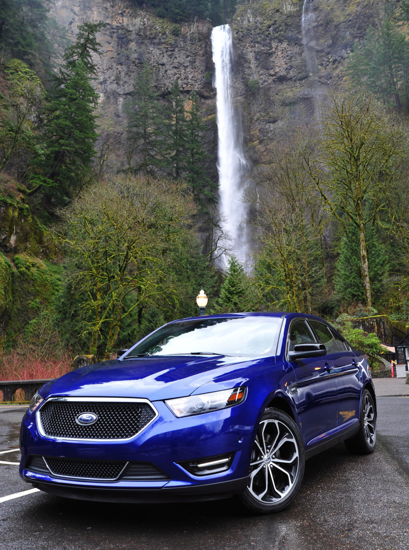 This archival image documents the 2013 Ford Taurus SHO with scenic waterfall MS632 and is preserved in the Ford Heritage Vault as part of Ford Motor Company's historic photographic archive. Free for personal, non-commercial use. Ford Heritage Vaul...