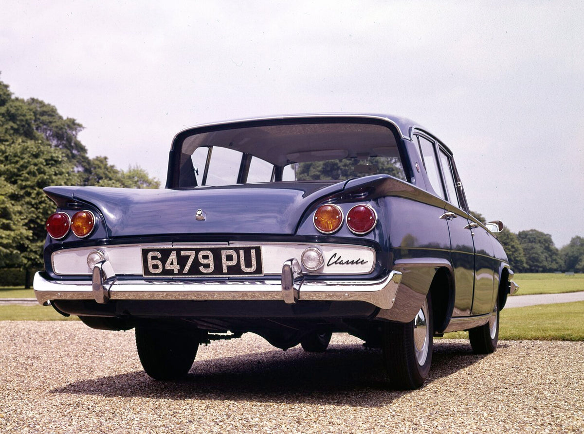 This archival image documents the 1961 Ford Consul Classic Duchess of Kent rear closeup and is preserved in the Ford Heritage Vault as part of Ford Motor Company's historic photographic archive. Free for personal, non-commercial use. Ford Heritage...