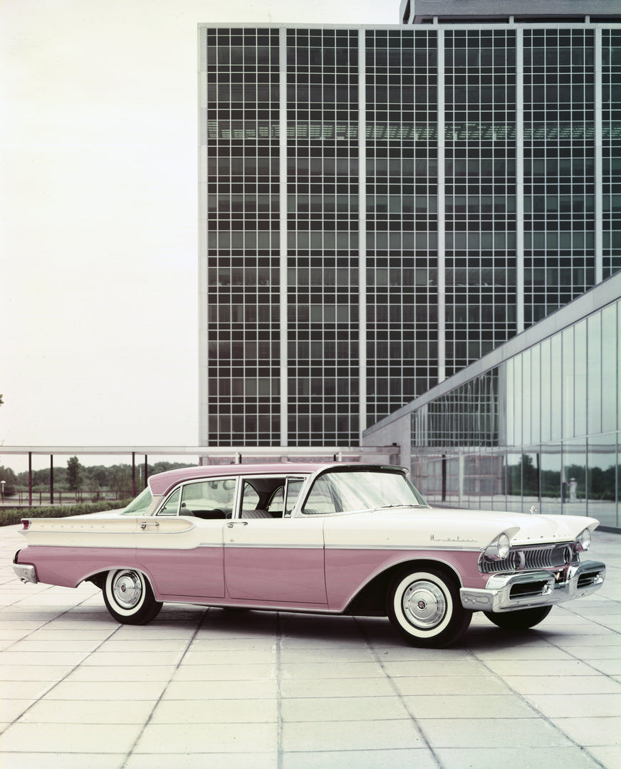 This archival image documents the 1957 Mercury Montclair four-door at Ford Glass House (former WHQ) and is preserved in the Ford Heritage Vault as part of Ford Motor Company's historic photographic archive. Free for personal, non-commercial use. F...