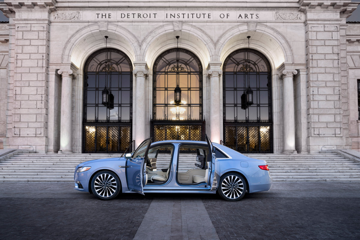 This archival image documents the 2019 Lincoln Continental with coach doors at the Detroit Institute of Arts and is preserved in the Ford Heritage Vault as part of Ford Motor Company's historic photographic archive. Free for personal, non-commerci...