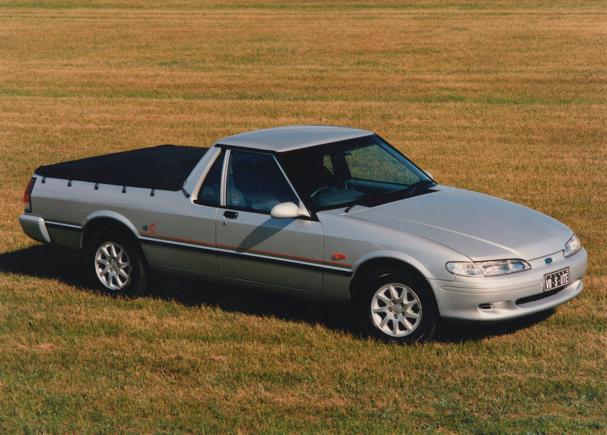 This archival image documents the 1997 Ford XH Falcon S Utility Driver Side Front End View in a Field FAP-2011-3 and is preserved in the Ford Heritage Vault as part of Ford Motor Company's historic photographic archive. Free for personal, non-comm...