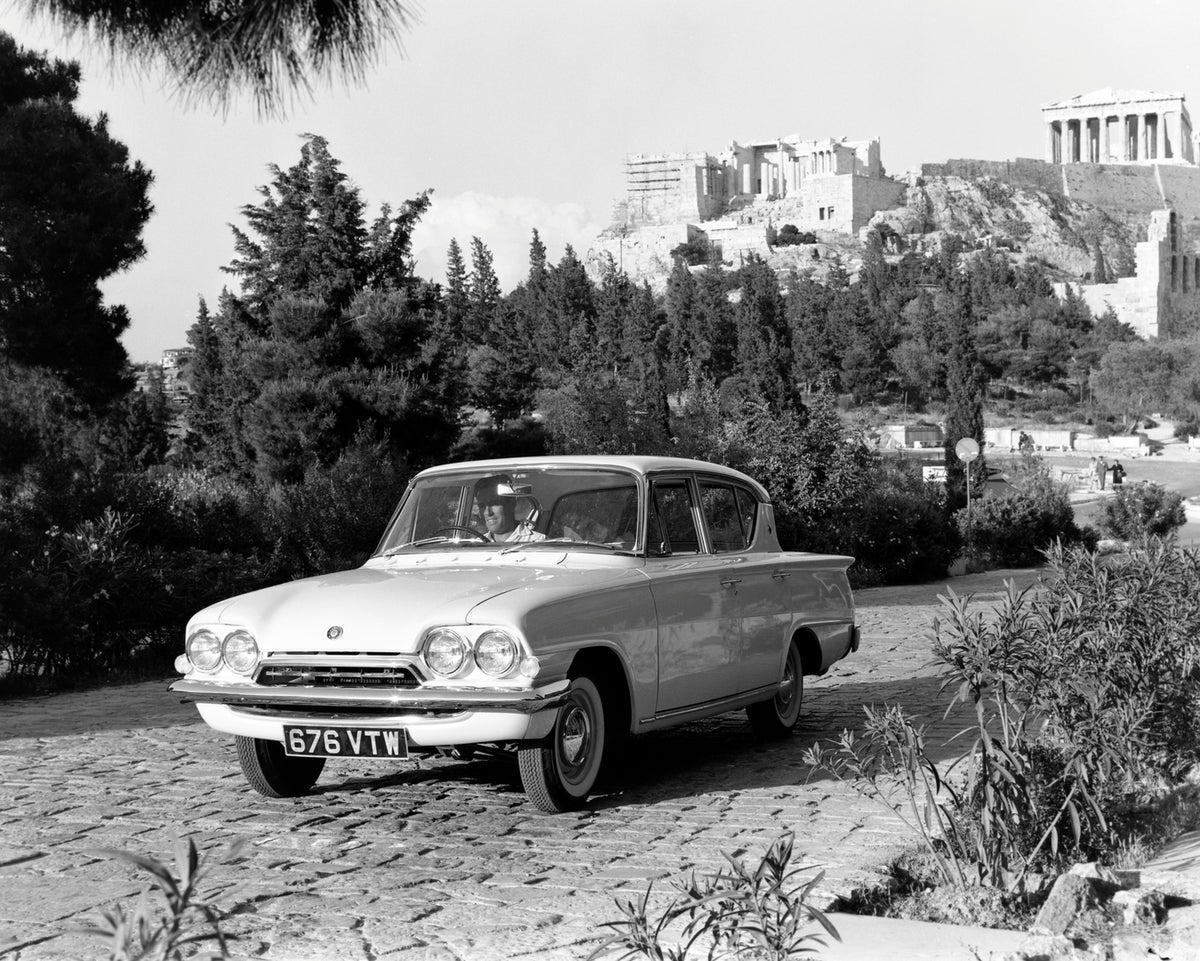 This archival image documents the 1961 Ford Consul Classic 109E in Greece and is preserved in the Ford Heritage Vault as part of Ford Motor Company's historic photographic archive. Free for personal, non-commercial use. Ford Heritage Vault referen...