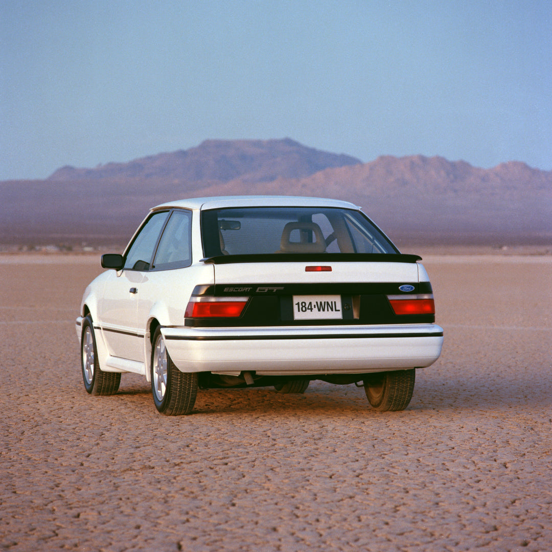 This archival image documents the 1988 Ford Escort GT and is preserved in the Ford Heritage Vault as part of Ford Motor Company's historic photographic archive. Free for personal, non-commercial use. Ford Heritage Vault reference AR-2008-8.1.2.6758.