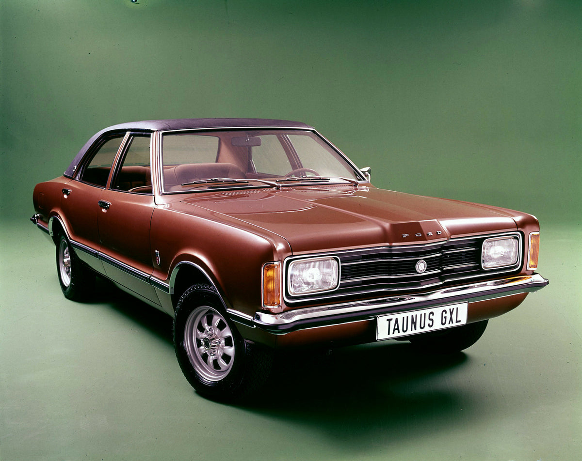 This archival image documents the 1973 Ford Taunus GXL front view in studio and is preserved in the Ford Heritage Vault as part of Ford Motor Company's historic photographic archive. Free for personal, non-commercial use. Ford Heritage Vault refer...