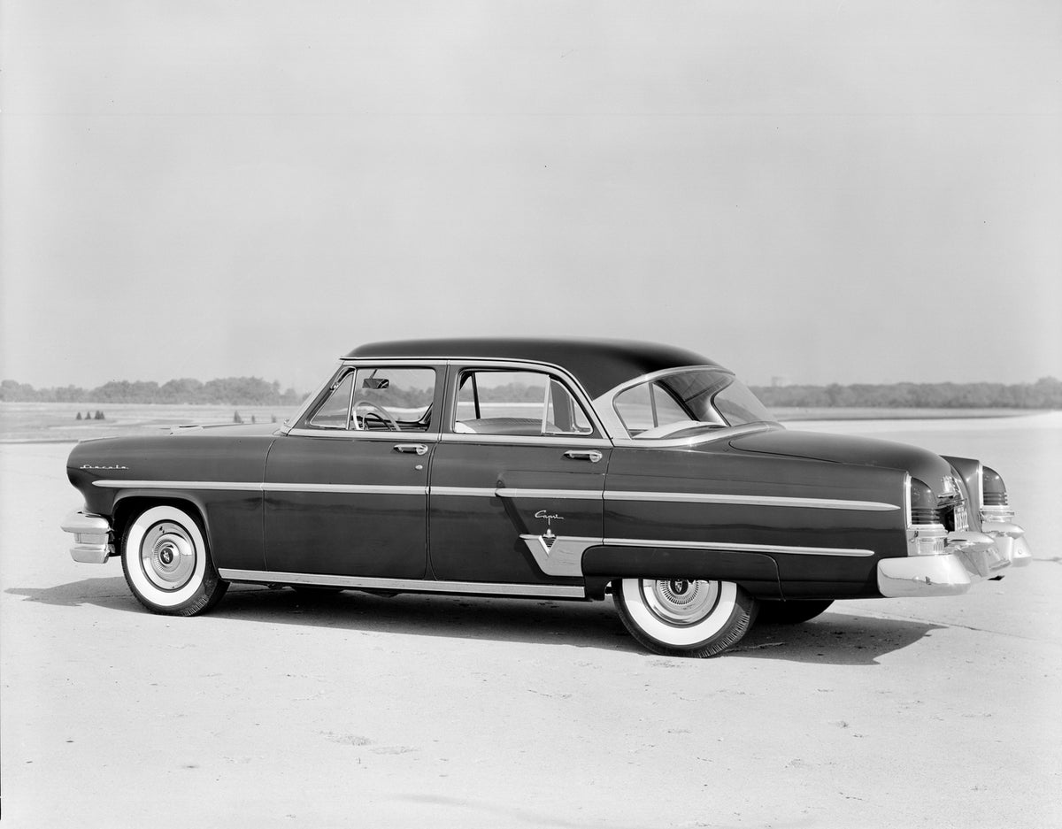 This archival image documents the 1954 Lincoln Capri four door and is preserved in the Ford Heritage Vault as part of Ford Motor Company's historic photographic archive. Free for personal, non-commercial use. Ford Heritage Vault reference AR-2008-...