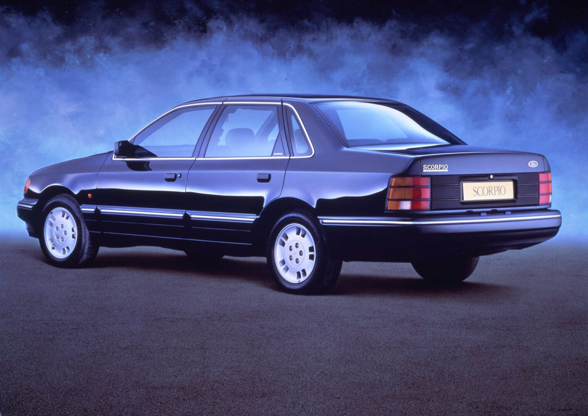 This archival image documents the 1990 Ford Granada Scorpio Mark III rear view in studio and is preserved in the Ford Heritage Vault as part of Ford Motor Company's historic photographic archive. Free for personal, non-commercial use. Ford Heritag...