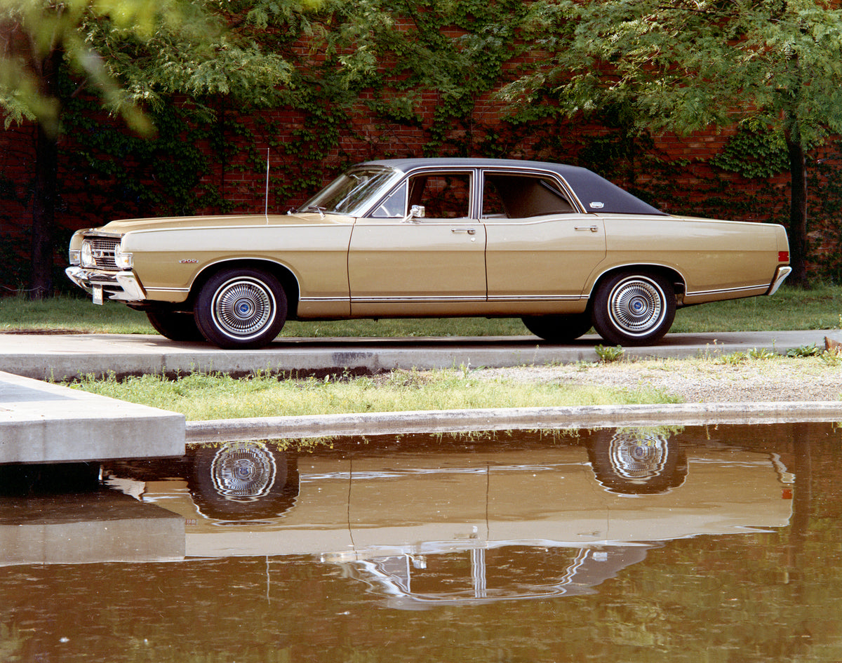This archival image documents the 1968 Ford Torino Brougham four-door scenic and is preserved in the Ford Heritage Vault as part of Ford Motor Company's historic photographic archive. Free for personal, non-commercial use. Ford Heritage Vault refe...