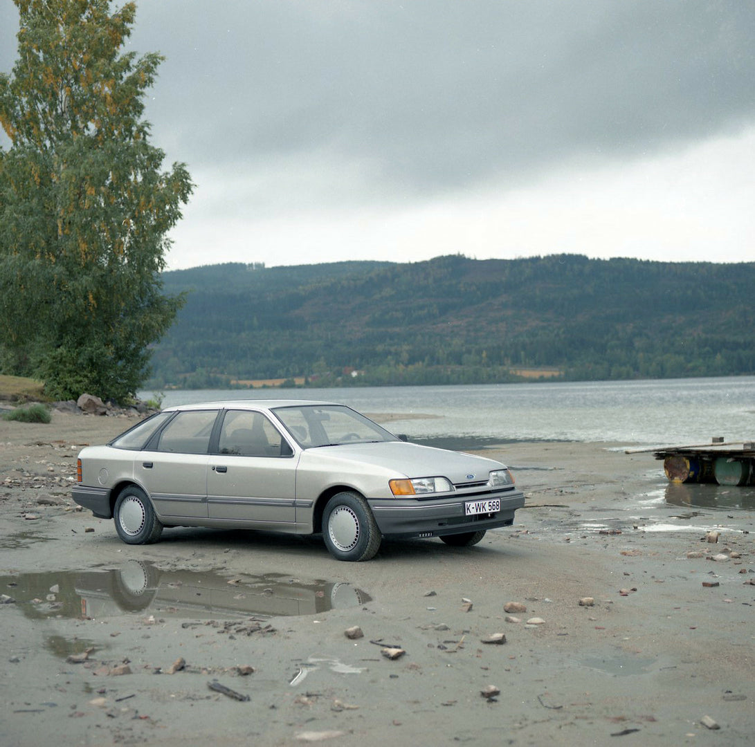 This archival image documents the 1984 Ford Scorpio Mark I CL on scenic beach in Norway and is preserved in the Ford Heritage Vault as part of Ford Motor Company's historic photographic archive. Free for personal, non-commercial use. Ford Heritage...