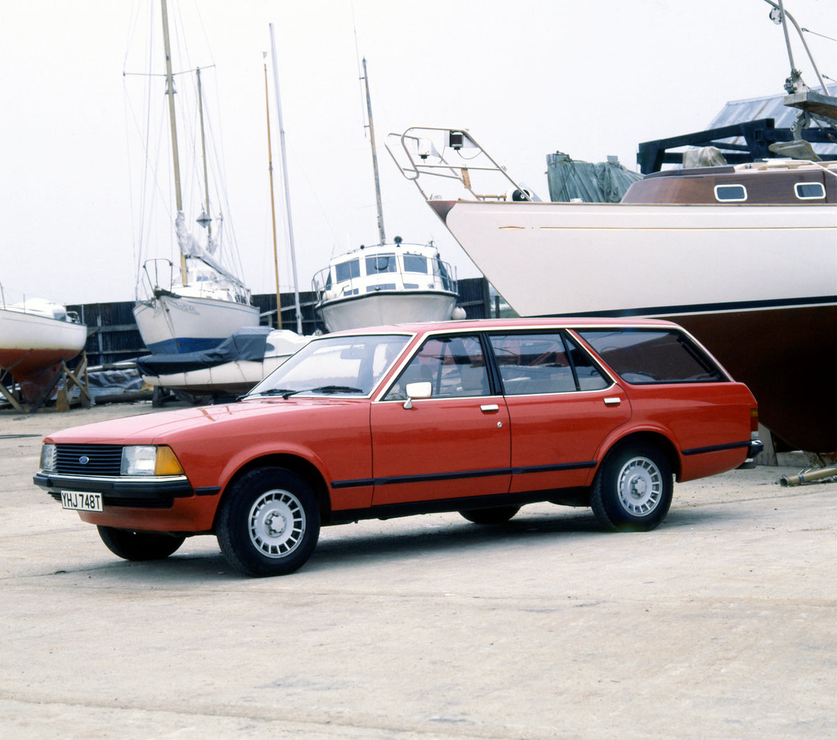 This archival image documents the 1978 Ford Granada GL Estate with boats in background and is preserved in the Ford Heritage Vault as part of Ford Motor Company's historic photographic archive. Free for personal, non-commercial use. Ford Heritage ...