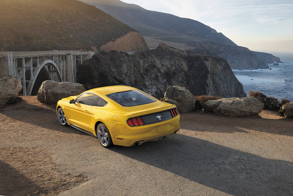This archival image documents the 2017 Ford Mustang rear view on scenic overlook MS and is preserved in the Ford Heritage Vault as part of Ford Motor Company's historic photographic archive. Free for personal, non-commercial use. Ford Heritage Vau...