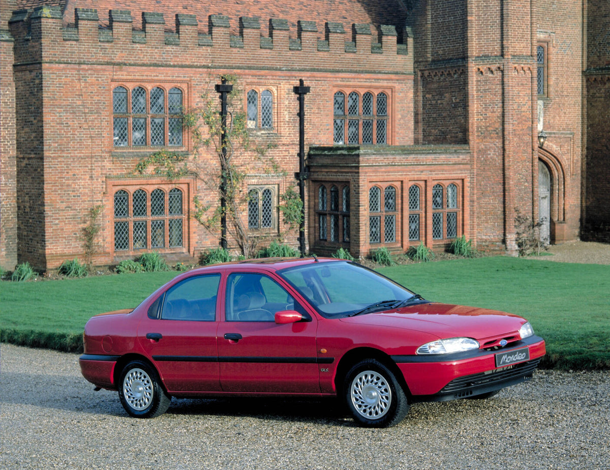 This archival image documents the 1993 Ford Mondeo MKI side view in front of brick building 1993-741 and is preserved in the Ford Heritage Vault as part of Ford Motor Company's historic photographic archive. Free for personal, non-commercial use. ...