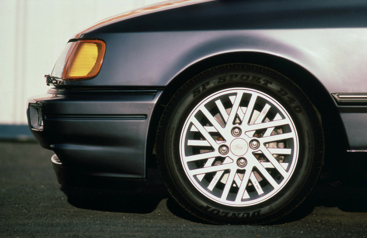 This archival image documents the 1987 Ford Sierra RS Cosworth wheel closeup and is preserved in the Ford Heritage Vault as part of Ford Motor Company's historic photographic archive. Free for personal, non-commercial use. Ford Heritage Vault refe...