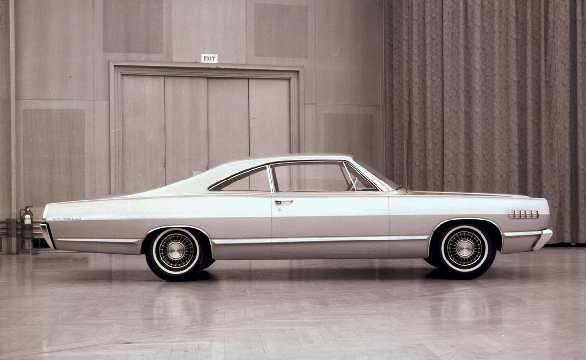 This archival image documents the 1967 Mercury Monterey 2-door hardtop side view 147001-28 and is preserved in the Ford Heritage Vault as part of Ford Motor Company's historic photographic archive. Free for personal, non-commercial use. Ford Herit...