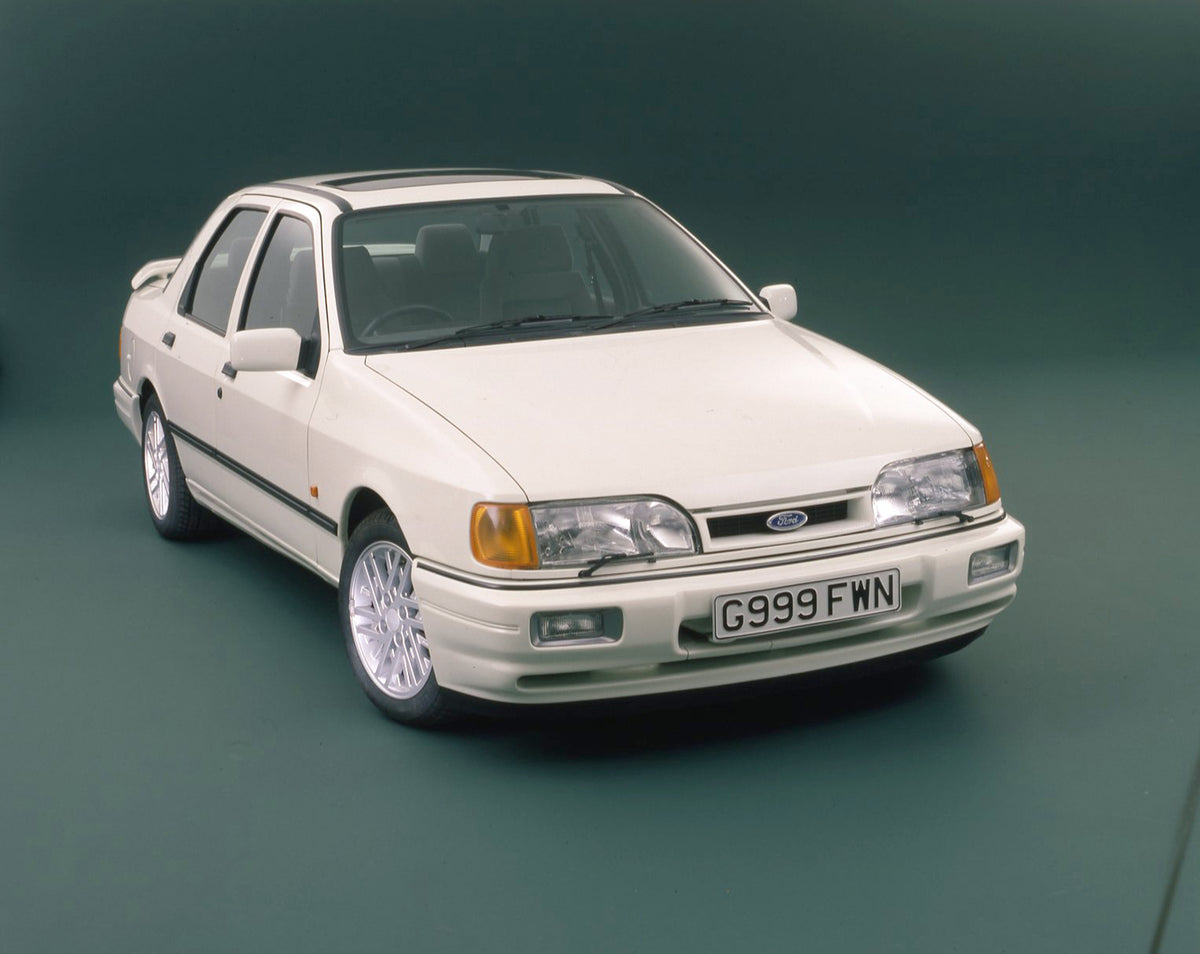 This archival image documents the 1989 Ford Sierra Mark II Cosworth in studio and is preserved in the Ford Heritage Vault as part of Ford Motor Company's historic photographic archive. Free for personal, non-commercial use. Ford Heritage Vault ref...