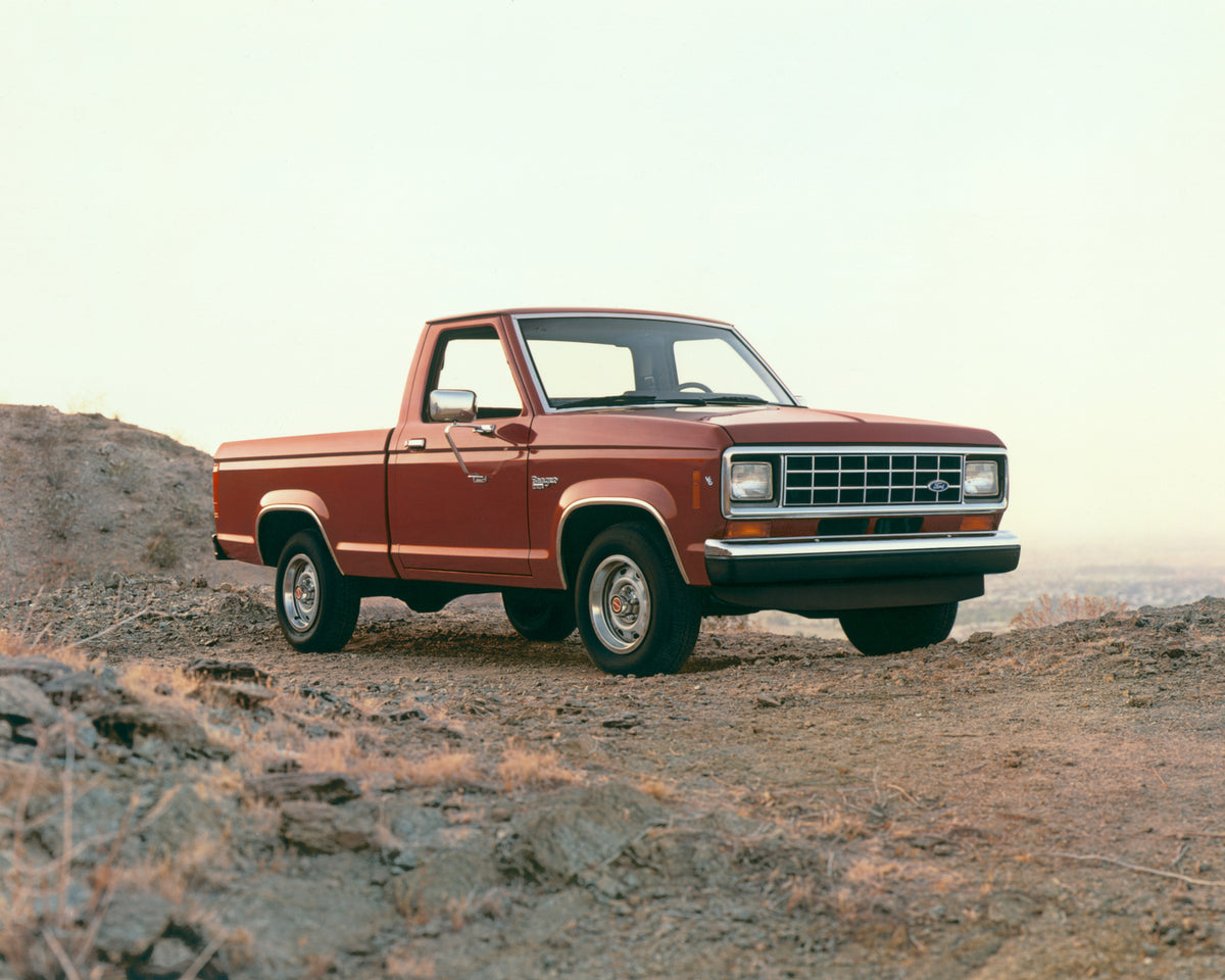 This archival image documents the 1986 Ford Ranger pickup truck and is preserved in the Ford Heritage Vault as part of Ford Motor Company's historic photographic archive. Free for personal, non-commercial use. Ford Heritage Vault reference AR-2008...