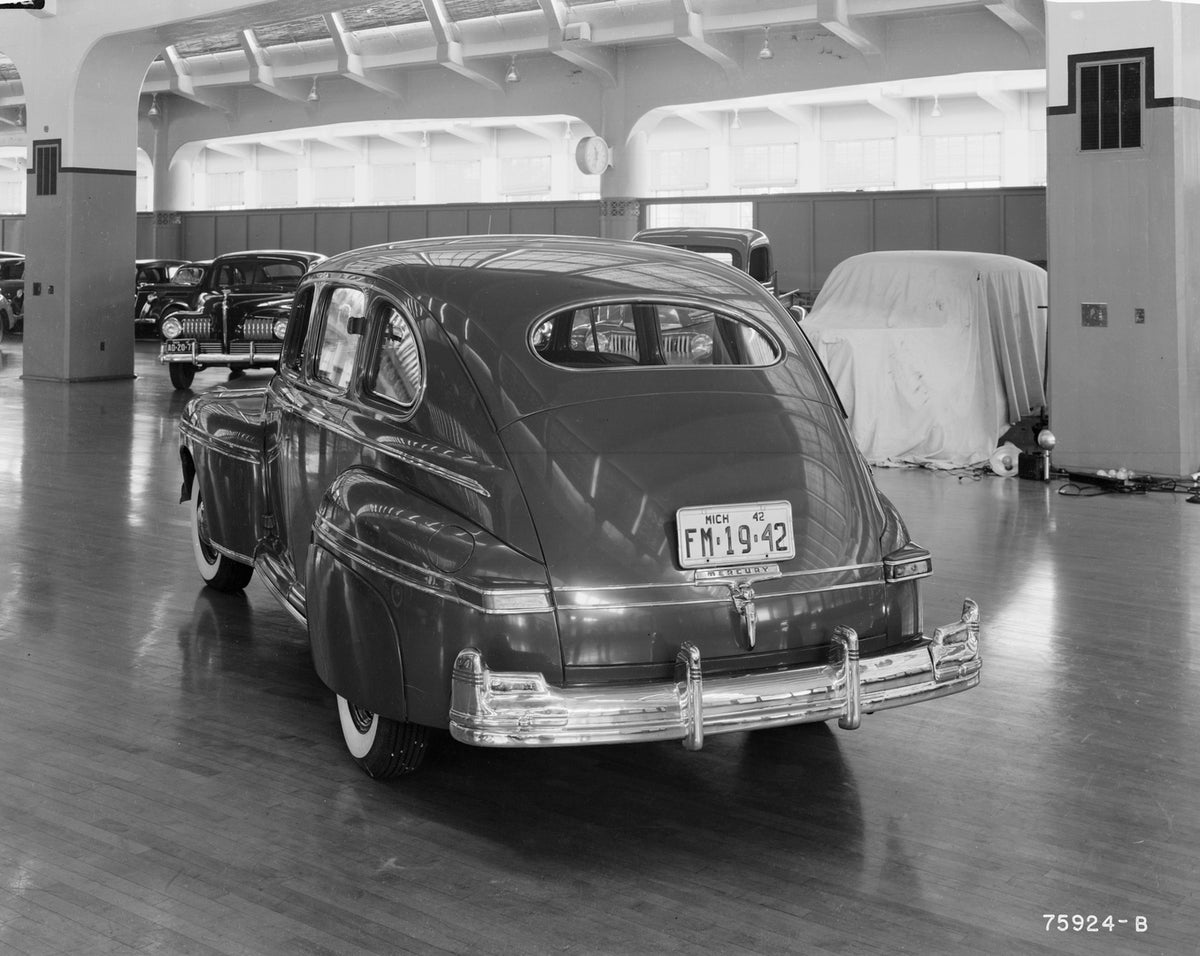 This archival image documents the 1942 Mercury in the Ford engineering Laboratory 75924-B and is preserved in the Ford Heritage Vault as part of Ford Motor Company's historic photographic archive. Free for personal, non-commercial use. Ford Herita...
