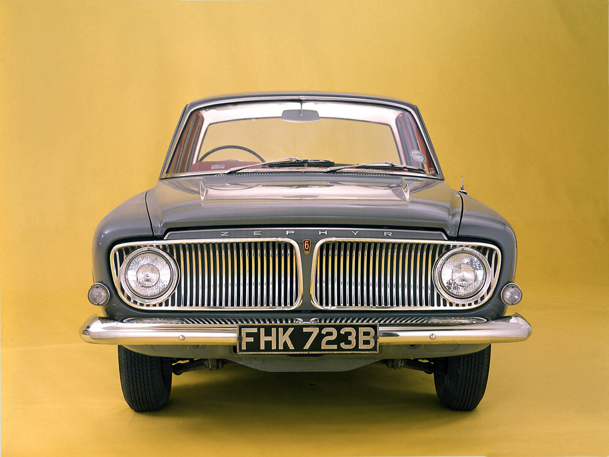 This archival image documents the 1962 Ford Zephyr 6 MKIII front view in studio 1962-X 15-3-R and is preserved in the Ford Heritage Vault as part of Ford Motor Company's historic photographic archive. Free for personal, non-commercial use. Ford He...
