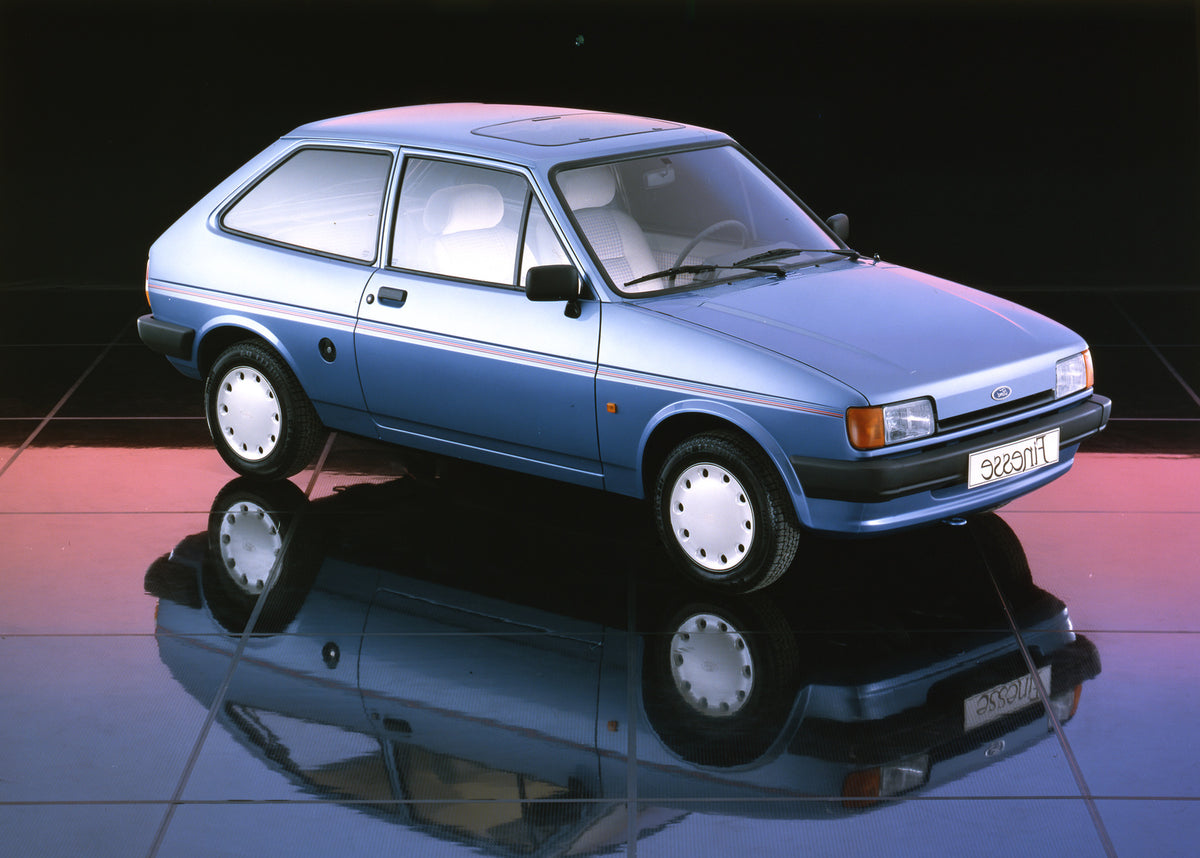 This archival image documents the 1986 Ford Fiesta Mark II Popular Plus scenic studio shot and is preserved in the Ford Heritage Vault as part of Ford Motor Company's historic photographic archive. Free for personal, non-commercial use. Ford Herit...