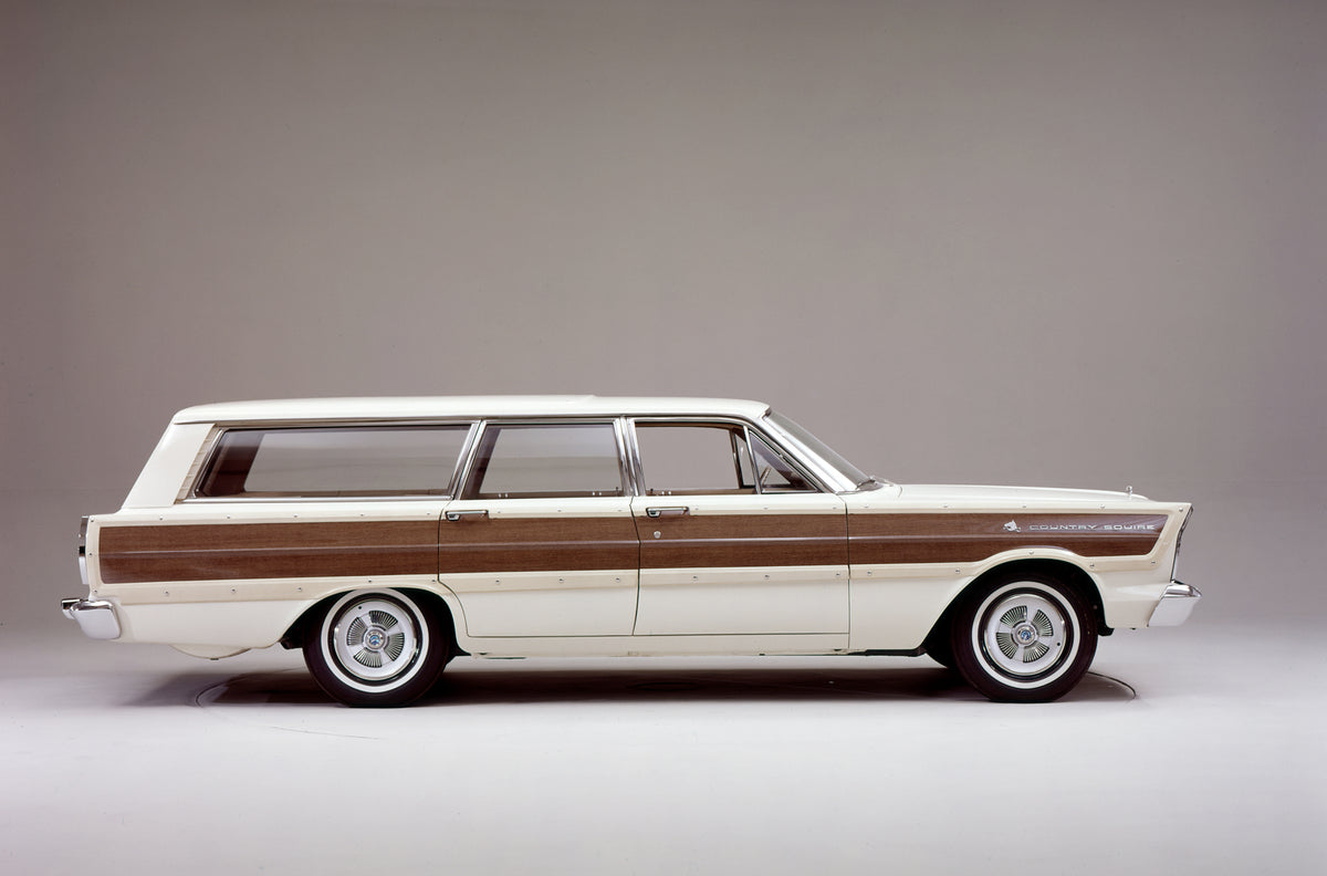 This archival image documents the 1965 Ford Country Squire wagon and is preserved in the Ford Heritage Vault as part of Ford Motor Company's historic photographic archive. Free for personal, non-commercial use. Ford Heritage Vault reference AR-200...